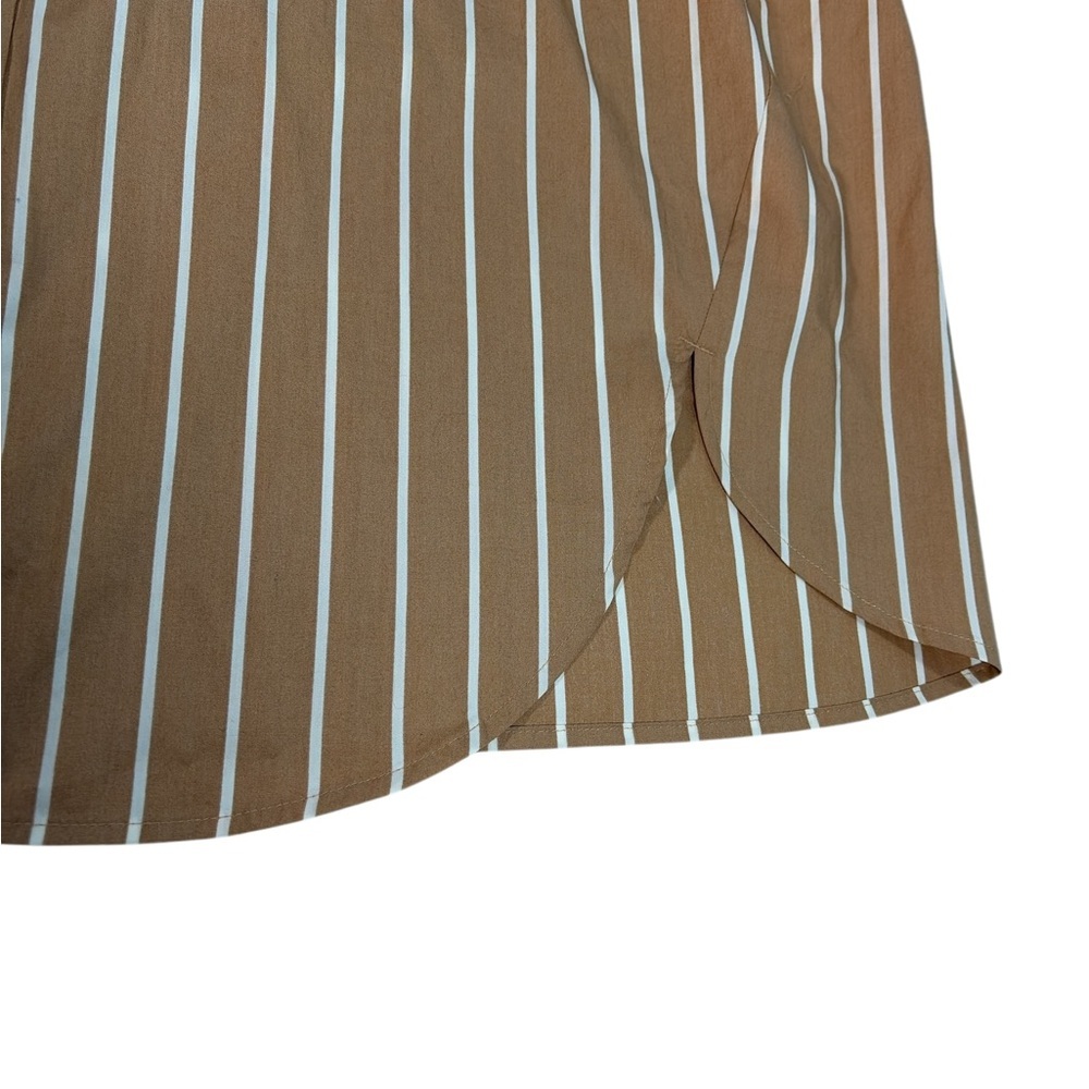 J Jill Womens Long Sleeve Button Up Striped Shirt Size Small Brown White - Picture 6 of 8